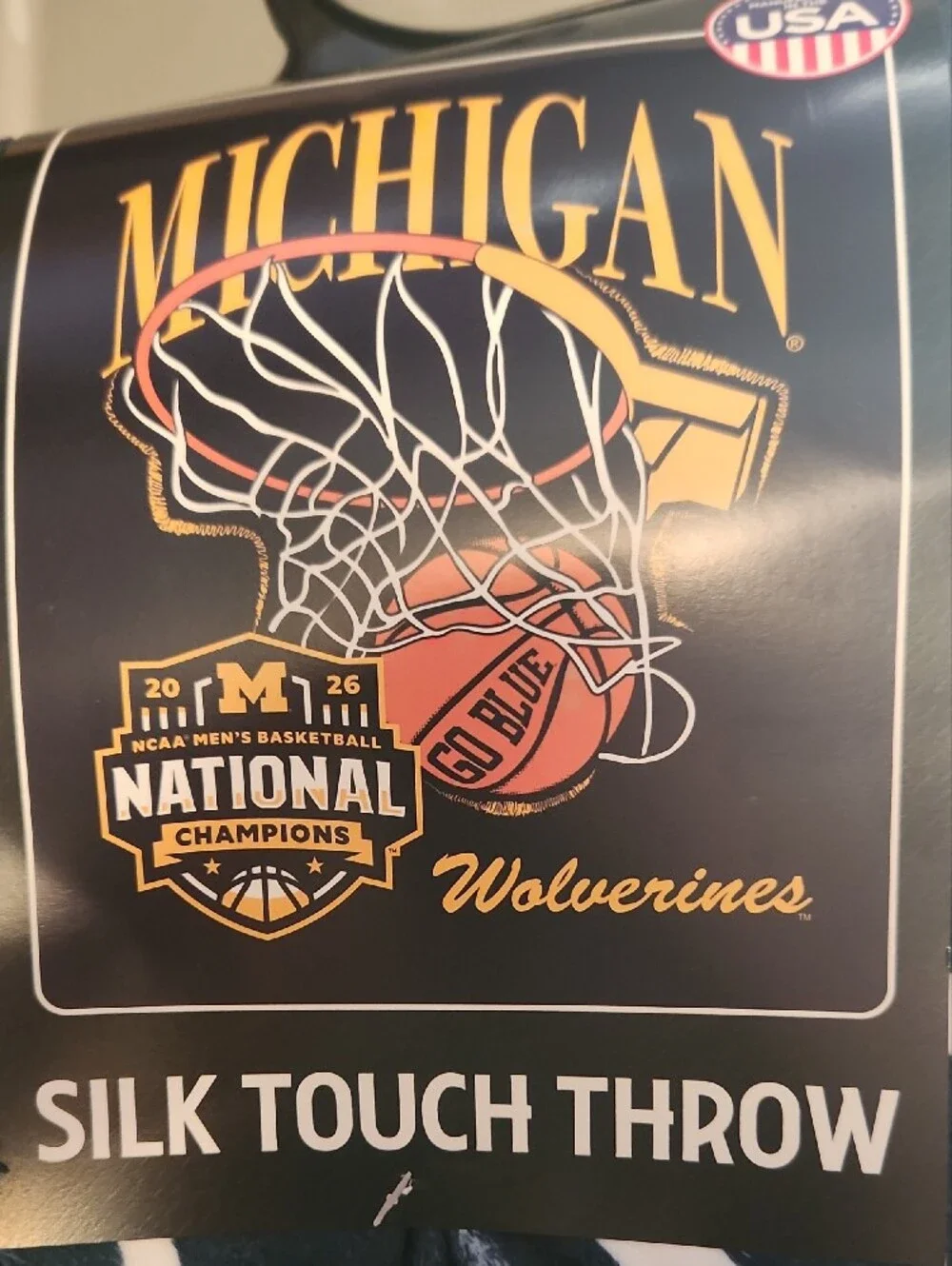 Northwest Michigan Wolverines Navy Blue White Gold Silk Touch Throw